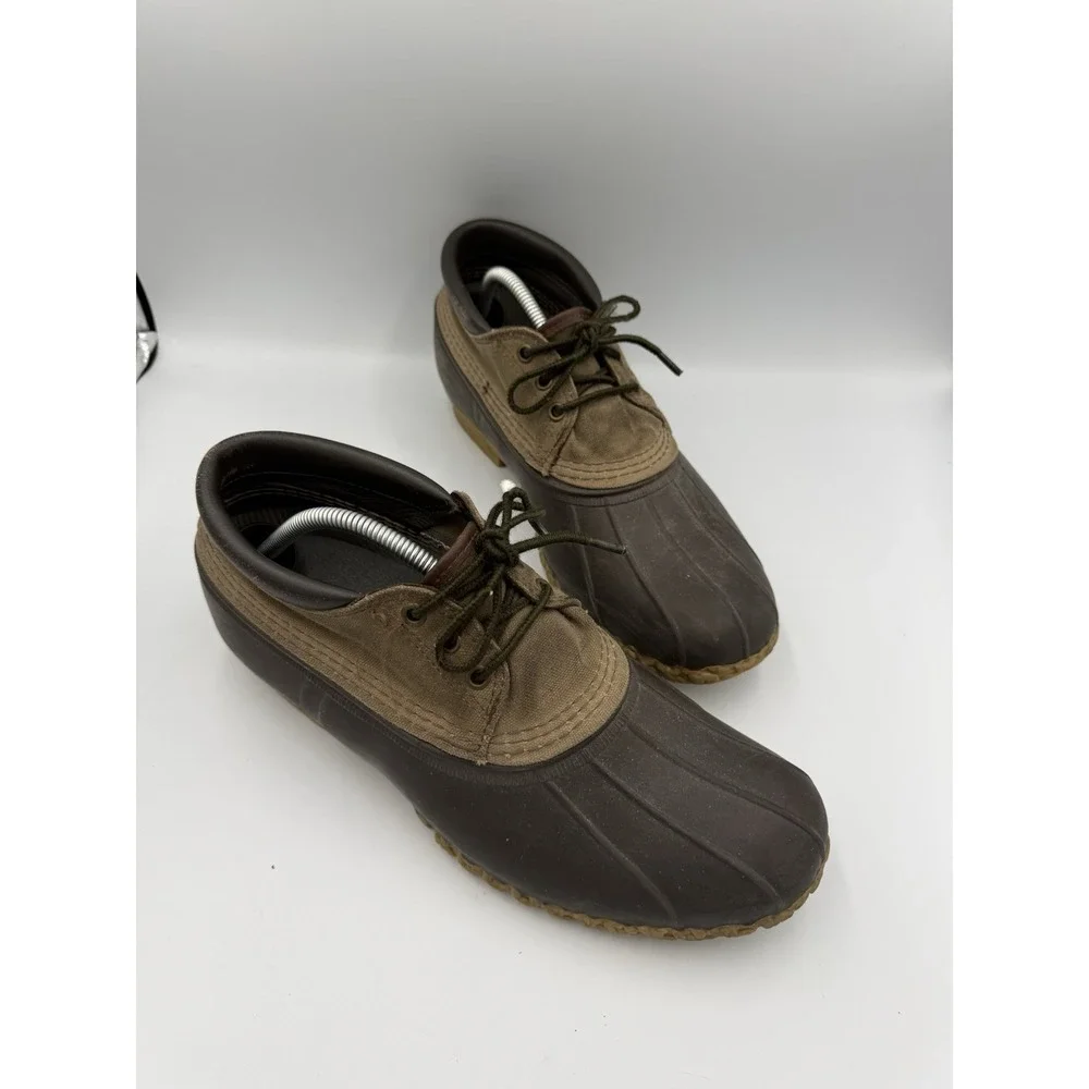 Vintage L.L Bean Gumshoe Boots Mens 10 M Brown Leather Canvas Waterproof USA